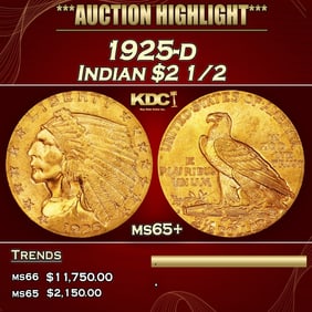 1925-d Gold Indian Quarter Eagle $2 1/2 ms65+ SEGS