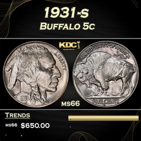 1931-s Buffalo Nickel 5c Grades ms66
