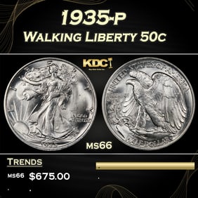 1935-p Walking Liberty Half Dollar 50c Grades ms66
