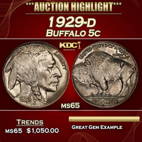 1929-d Buffalo Nickel 5c ms65 SEGS
