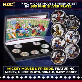 7 Coin Mickey Mouse & Friends .999 Fine Silver Plated Round Collection