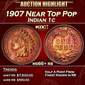 1907 Indian Cent Near Top Pop 1c ms66+ rb SEGS