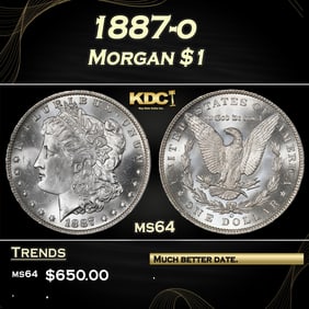 1887-o Morgan Dollar $1 Grades ms64