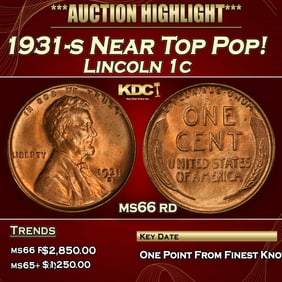 1931-s Lincoln Cent Near Top Pop! 1c ms66 rd SEGS