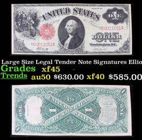1917 $1 Large Size Legal Tender Note Grades xf+ Signatures Elliott/Burke