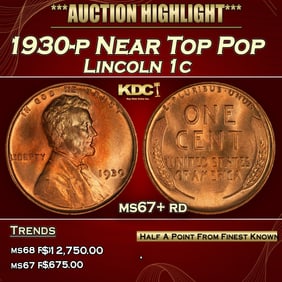 1930-p Lincoln Cent Near Top Pop 1c ms67+ rd SEGS