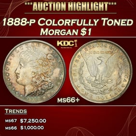 1888-p Morgan Dollar Colorfully Toned $1 ms66+ SEGS