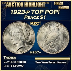1923-p Peace Dollar TOP POP! $1 ms67+ SEGS