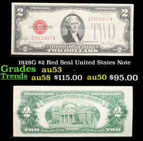 1928G $2 Red Seal United States Note Grades Select AU