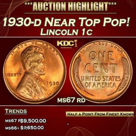 1930-d Lincoln Cent Near Top Pop! 1c ms67 rd SEGS
