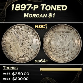 1897-p Morgan Dollar Toned $1 Grades ms64+
