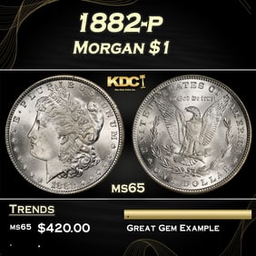 1882-p Morgan Dollar $1 Grades ms65
