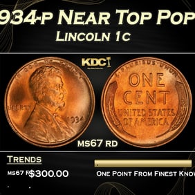 1934-p Lincoln Cent Near Top Pop 1c ms67 rd SEGS