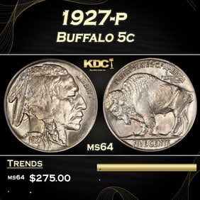 1927-p Buffalo Nickel 5c Grades ms64