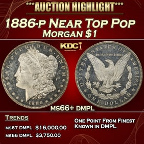 1886-p Morgan Dollar Near Top Pop $1 ms66+ dmpl SEGS