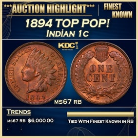 1894 Indian Cent TOP POP! 1c ms67 rb SEGS