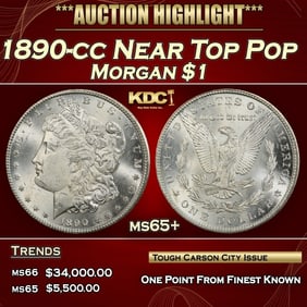 1890-cc Morgan Dollar Near Top Pop $1 ms65+ SEGS