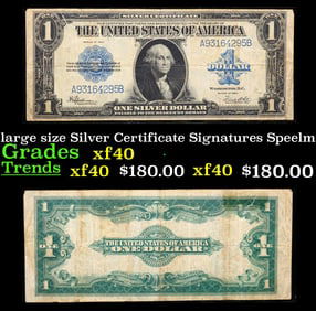 1923 $1 large size Silver Certificate Grades xf Signatures Speelman/White
