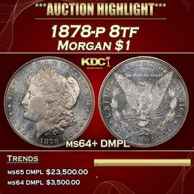1878-p 8tf Morgan Dollar $1 ms64+ DMPL SEGS