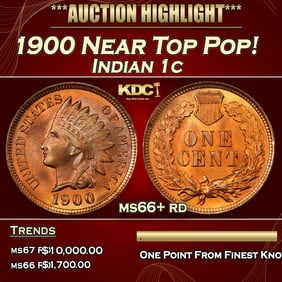 1900 Indian Cent Near Top Pop! 1c ms66+ rd SEGS