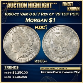 1880-cc VAM 8 8/7 Rev of '79 Morgan Dollar TOP POP! $1 ms66+ SEGS