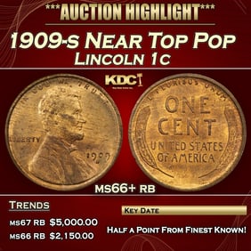 1909-s Lincoln Cent Near Top Pop 1c ms66+ rb SEGS