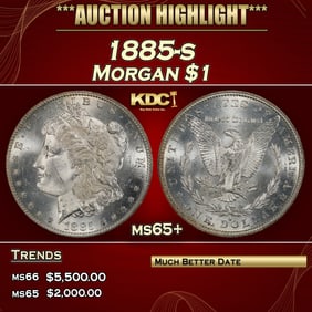 1885-s Morgan Dollar $1 ms65+ SEGS