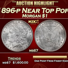 1896-p Morgan Dollar Near Top Pop! $1 ms67 SEGS