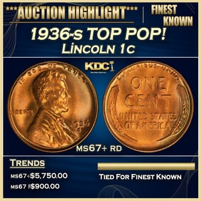 1936-s Lincoln Cent TOP POP! 1c ms67+ rd SEGS