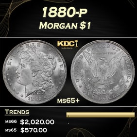 1880-p Morgan Dollar $1 ms65+ SEGS