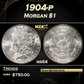 1904-p Morgan Dollar $1 Grades ms64