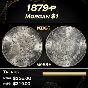 1879-p Morgan Dollar $1 Grades ms63+