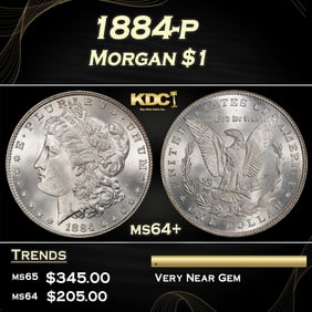 1884-p Morgan Dollar $1 Grades ms64+