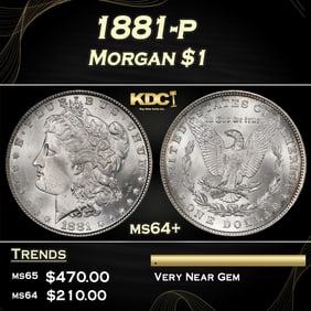 1881-p Morgan Dollar $1 Grades ms64+