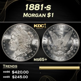 1881-s Morgan Dollar $1 Grades ms65+