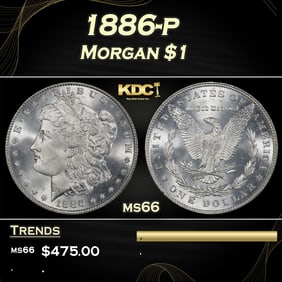 1886-p Morgan Dollar $1 Grades ms66