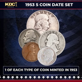 1953 5 Coin Date Set, 1 Of Each Type Of Coin Minted in 1953