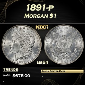 1891-p Morgan Dollar $1 Grades ms64