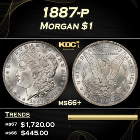 1887-p Morgan Dollar $1 ms66+ SEGS