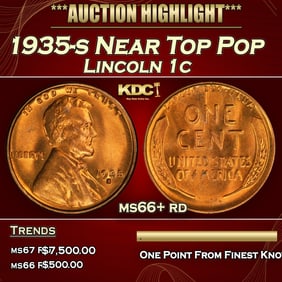 1935-s Lincoln Cent Near Top Pop 1c ms66+ rd SEGS