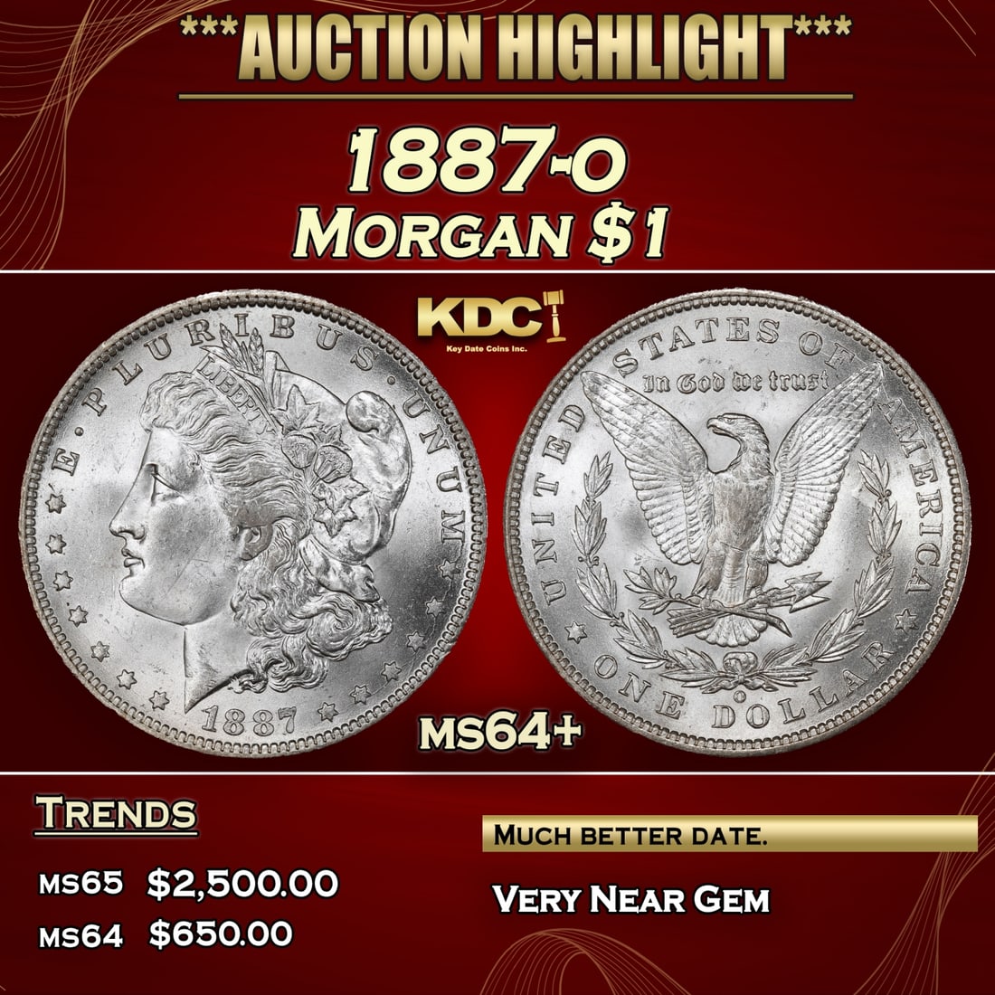 1887-o Morgan Dollar $1 ms64+ SEGS (1 of 4)