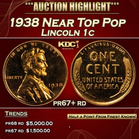 1938 Proof Lincoln Cent Near Top Pop 1c pr67+ rd SEGS