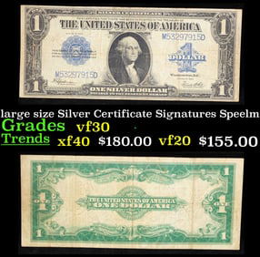 1923 $1 large size Silver Certificate Grades vf++ Signatures Speelman/White