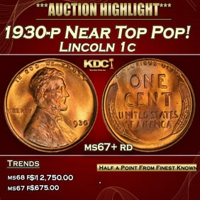 1930-p Lincoln Cent Near Top Pop! 1c ms67+ rd SEGS