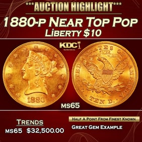 1880-p Gold Liberty Eagle Near Top Pop $10 ms65 SEGS