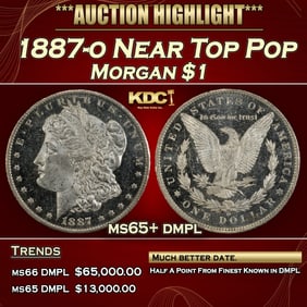 1887-o Morgan Dollar Near Top Pop $1 ms65+ dmpl SEGS