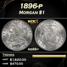 1896-p Morgan Dollar $1 ms66+ SEGS