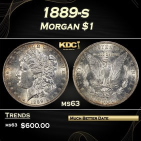 1889-s Morgan Dollar $1 Grades ms63