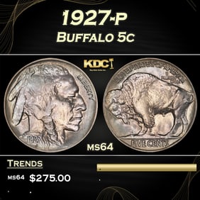 1927-p Buffalo Nickel 5c Grades ms64