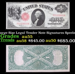 1917 $1 Large Size Legal Tender Note Grades Choice AU Signatures Speelman/White